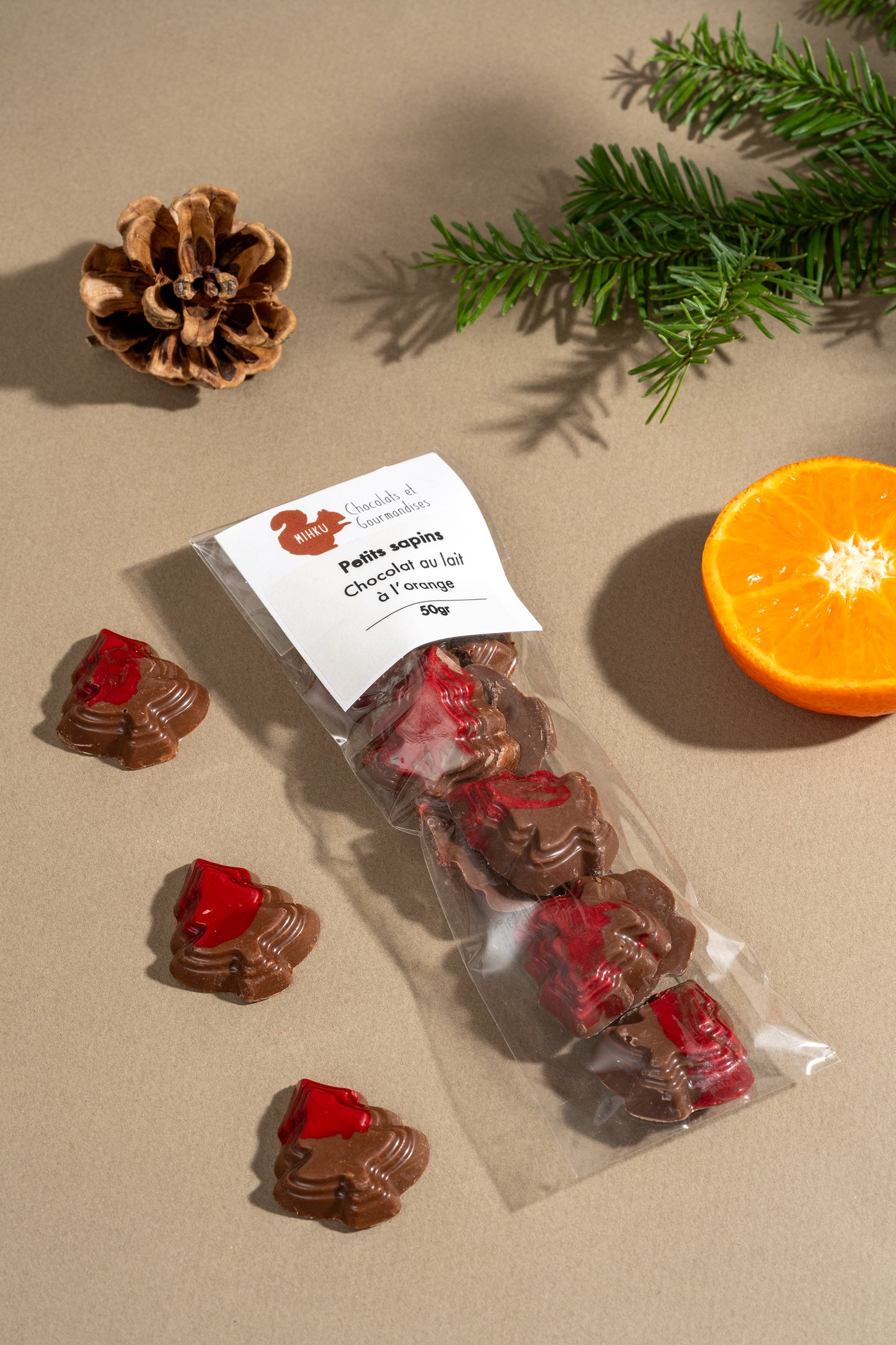 Petits sapins à l'orange (chocolat au lait)
