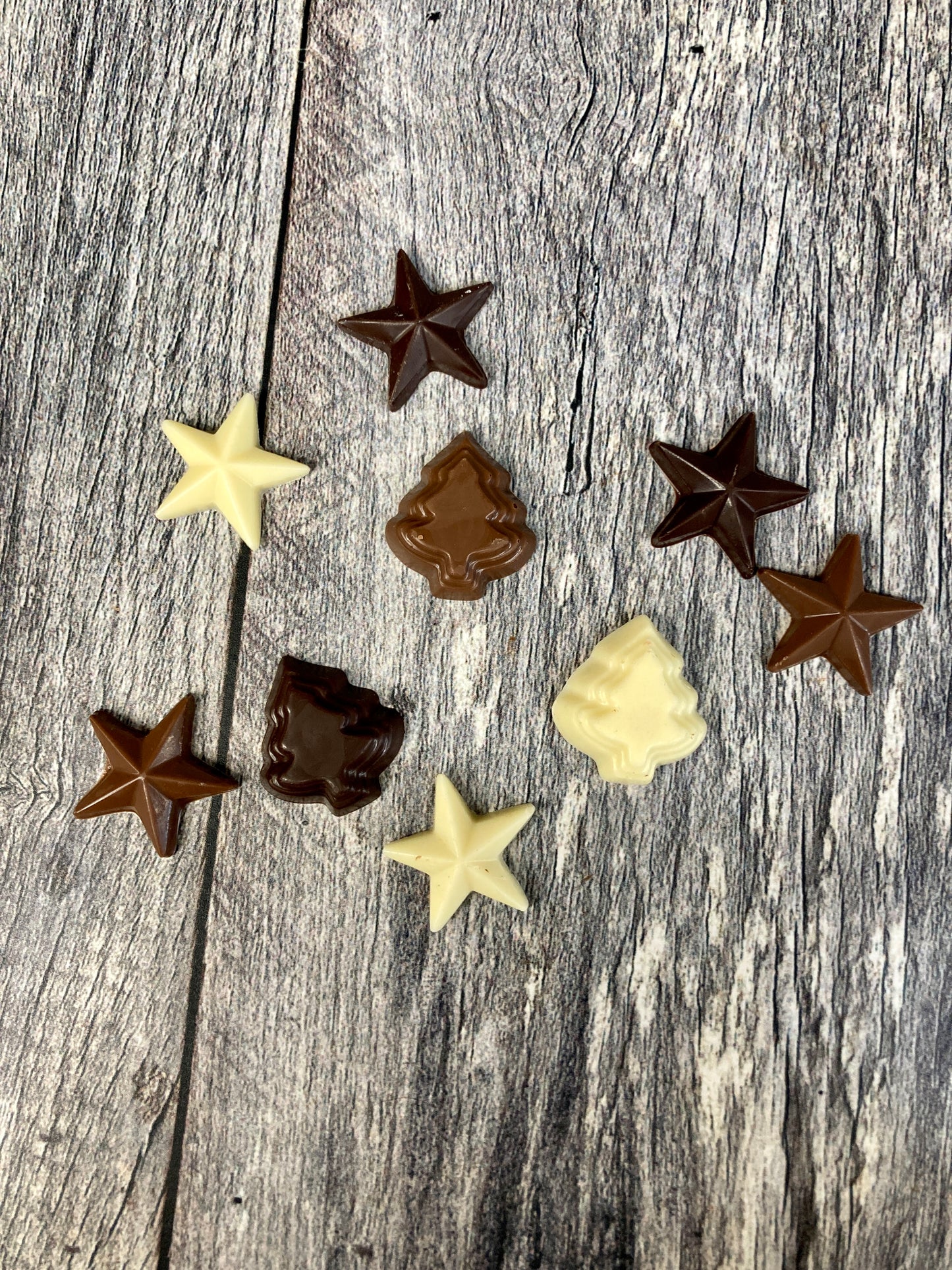 Sachet de sapins et d'étoiles en chocolat