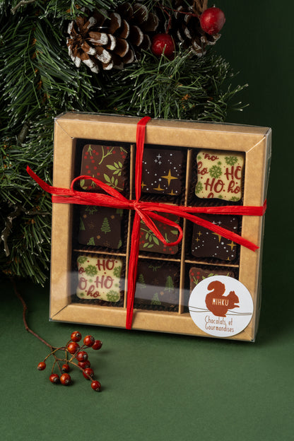 Boite de chocolats aux motifs des Fêtes