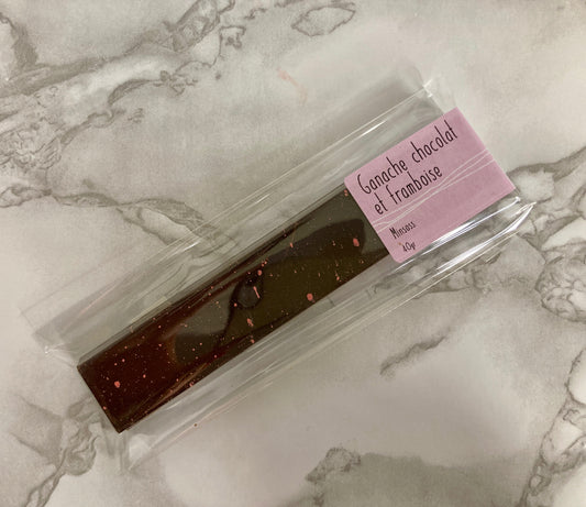 Barre gourmande - ganache framboise et chocolat noir (vegan)