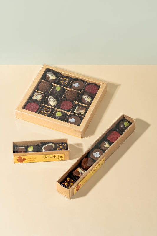 Boite de chocolats fins avec coco de Pâques