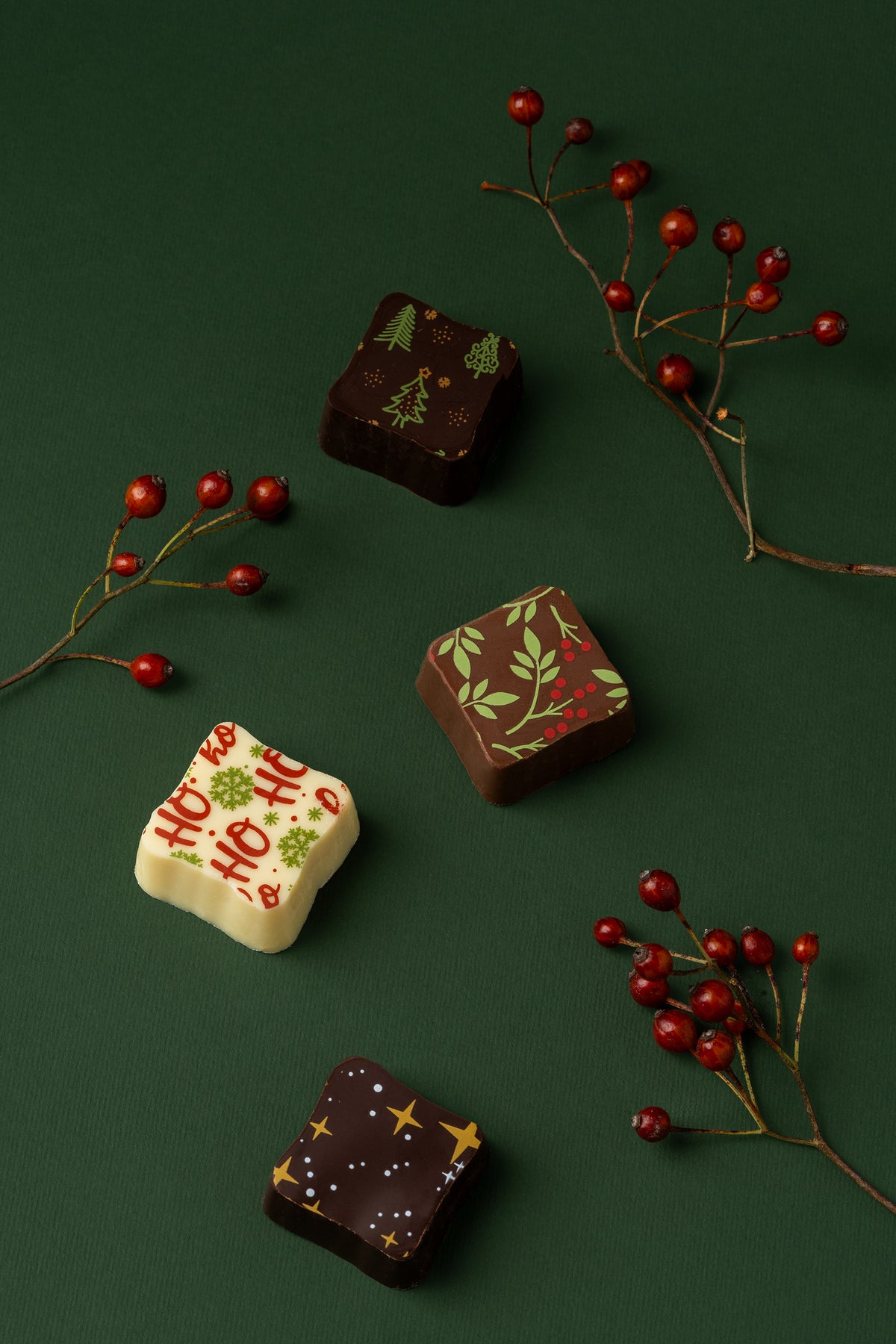 Boite de chocolats aux motifs des Fêtes