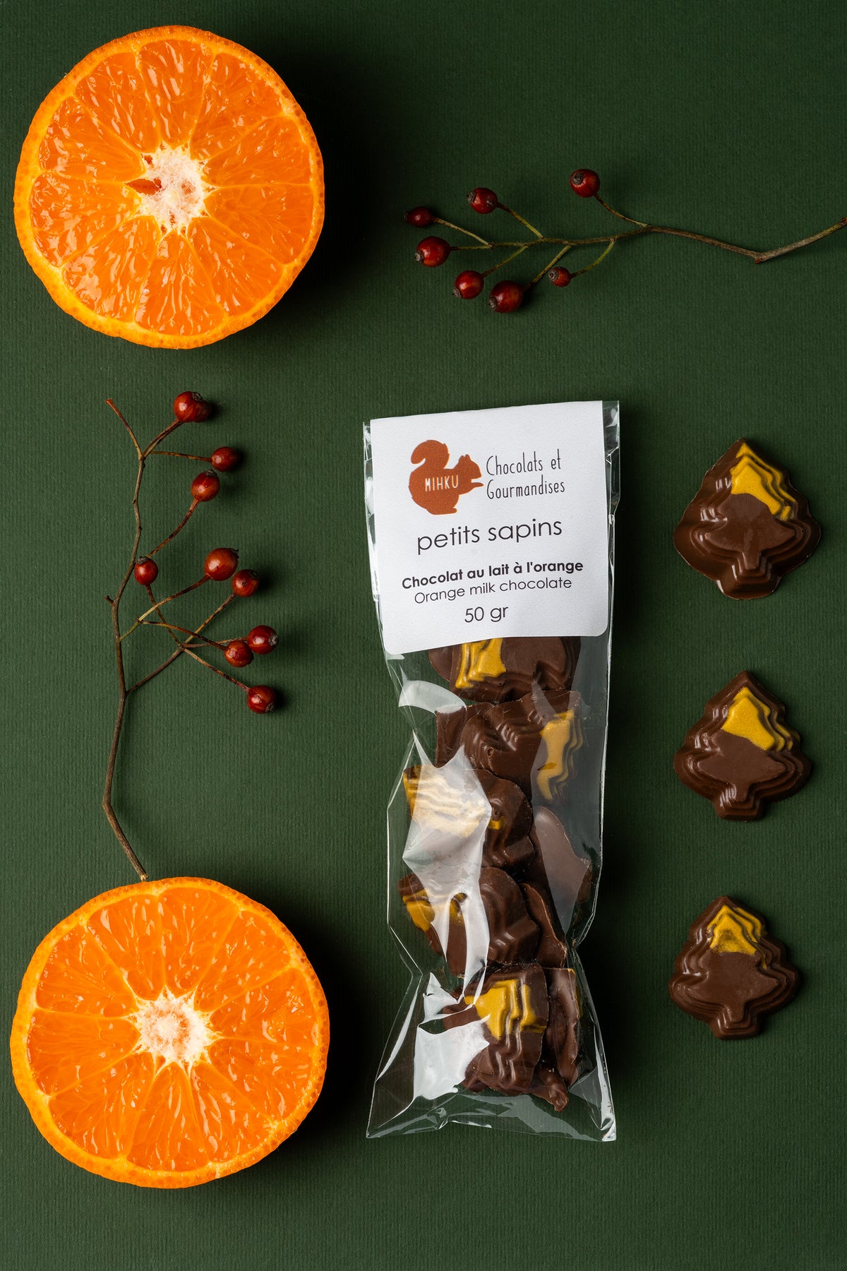 Petits sapins à l'orange (chocolat au lait)