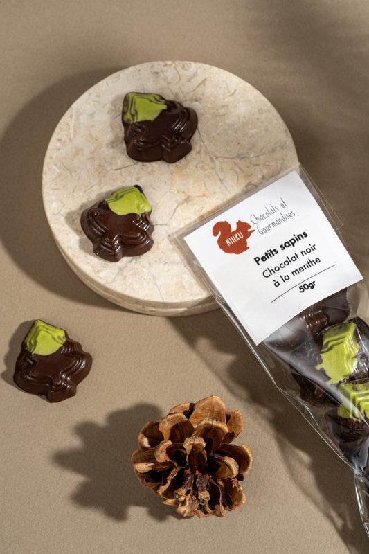 Petits sapins à la menthe (chocolat noir)