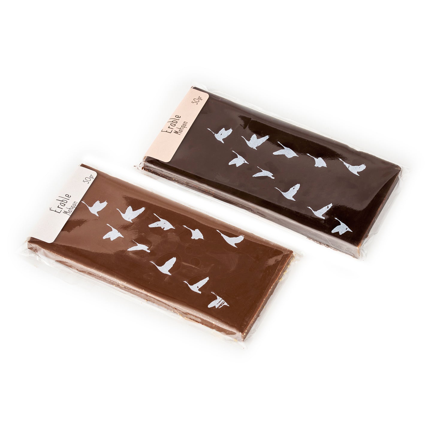 Tablette motif oies sauvages chocolat lait ou noir - sucre d'érable
